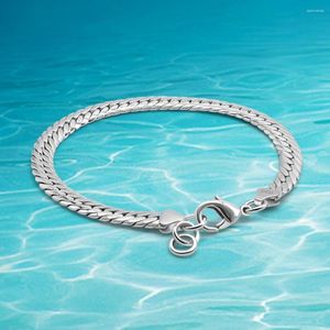 Catene Arrivi Uomo Catena larga 6 mm Bracciale cordolo in argento sterling 925 Gioielli di moda Braccialetti in oro a collegamento maschile