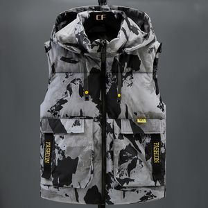 Männer Westen Herbst Winter Ärmellose Jacken Männer 2023 Casual Camouflage Baumwolle Gepolsterte Weste Warme Dicke Weste Mit Kapuze Kleidung 230320