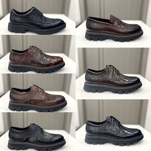 2023 Herren-Kleidschuhe, flach, echtes Leder, glänzendes Leder, Schnür-Derby-Schuh, Herren-Wohnungen, Hochzeit, Party, Büro, Müßiggänger, Schuhe, Größe 38–45