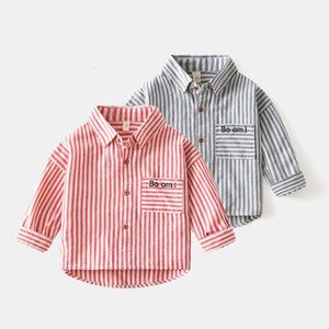 Kids Shirts Spring Autumn 2 3 4 5 6 8 9 10 Years Children Cotton Tops Causal Striped Pocket Long Sleeve Shirt For Baby Kids Boys 230321