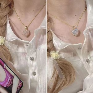 Squisito Opal rosa cristallo rosa Birthstone Love Heart Collana a ciondolo per donne Valentino Gioielli adorabili Regali per feste di compleanno