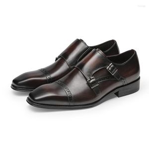 Vestido sapatos de couro genuíno homens homens pretos pretos manche monge strap wedding city oxford masculino