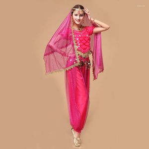 Stage Wear 6 colori Lady Belly Dance Costume Donna Danza Set Bollywood Dress Bellydance 3 pezzi / set