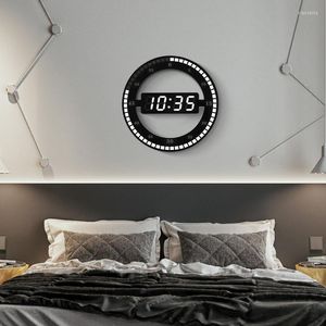 Wall Clocks Led Digitale Wandklok Modern Design Dual-Gebruik Dimmen Circulaire Poreceptive Klokken Voor Home Decoratie Gift