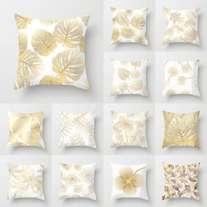 Pillow Modern Gold Leaves Plant Cover Home Pillowcase Decorative S For Sofa Seat Covers Throw Case