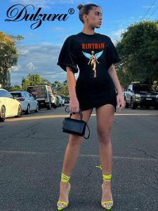 カジュアルドレスdulzura夏の女性セクシーy2k服のレタータイdyeプリント半袖ボディコンミニドレス衣装ストリートウェア卸売