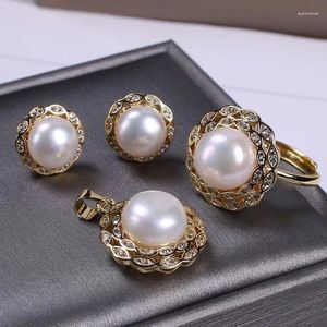 Chains Classic White Pearl Jewelry Sets Necklace Bracelet Earrings Bridal Women Party Wedding Jewlery Christmas Gift