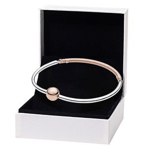 Rose Gold Snake Chain Link Bangle Bracelet for Pandora Real Sterling Silver Wedding Party Jewelry For Women Girlfriend Gift designer Bracelets with Original Box