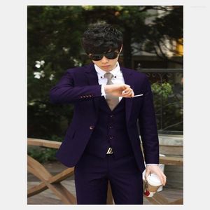 Men's Suits 2023 Arrival Notch Lapel Men's Purple Chinese Style Selling Custom Made One Button Dinner Party Blazer 3 Pieces