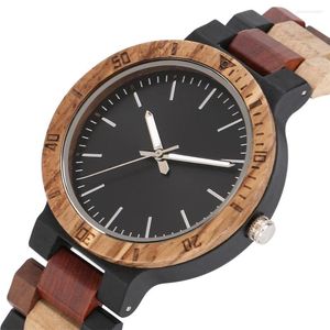 Wristwatches Colorful Bangle Wooden Men Watch Quartz Movement Simple Round Dial Silver Pointer Design Mens Watches Luxury Clock