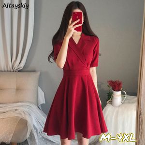 Casual Dresses Dress Women Fashion Summer Slim A-line Office Lady Formal Elegant Korean Style Trendy Short Sleeve Vintage Retros Double-layer 230321