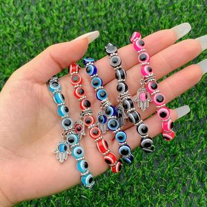 Strand Meetvii Wholesale Turkish Lucky Blue Eye Hamsa Hand Fatima Palm Bracelets For Women Bead Charm Bracelet Handmade Jewelry