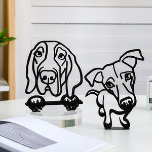 Decorative Objects Figurines home decoration items kawaii room decor Simple Metal Dog sculpture desk office accessories Cute Cat ornament Gift Desktop Art 230320