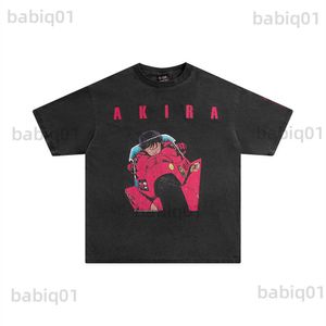 Men's T-Shirts Akira Animation Cartoon Vintage Washed Streetwear Hip Hop Casual Short Sleeve Loose 2022 Summer Men Harajuku Oversized T-shirts T230321