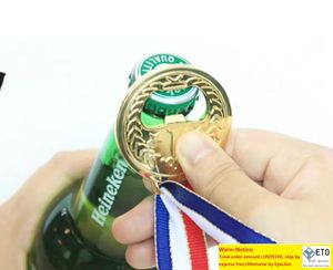 Garrafa de garrafa de cerveja de metal medalha garrafa elegante vencedora de medalha de ouro de ouro