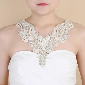 Correntes Jóias de pescoço de luxo com fita no noivo Decoração do ombro Colar de pérola Acessórios de casamento de tamanho para mulheres envoltíveis