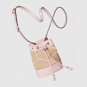 Tasarımcı Çanta Bayanlar Süper Mini Kova Çantası Tuval Omuz Çantası Kadınlar İki Renkli Çizme Çanta Şık Deri Crossbody Bag