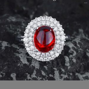 Cluster Rings WPB Design Women Imitation Pigeon Blood Ruby Ring Female Zircon Luxury Jewelry Girl's Gift Holiday Party Fashion