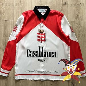 Camicie casual da uomo Manica lunga Camicia rossa Casablanca Uomo Donna 2023ss Patchwork Hawaii Beach Camicie di seta hawaiane T230321