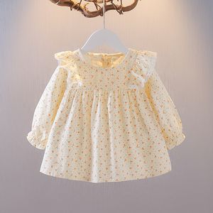 Kids Shirts Girls Floral Shirts Spring And Autumn Cotton Infant Cotton Long Sleeve Top Girls Baby Round Neck Baby Shirts 230321