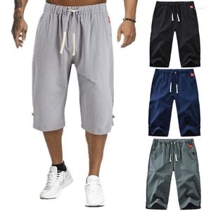 Pantaloncini da corsa maschi a 3/4 lunghezza capri pantaloni sportivi in vita elastico casual sciolto