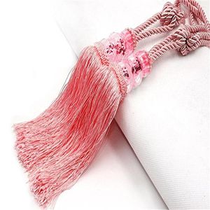 Cortina Longo de chuveiro 96 Tecido com comprimento com cordão de miçanga Têxteis de cristal Janela de tielback