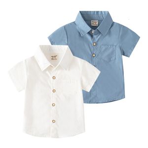 キッズシャツクールファブリックボーイズシャツ夏の品質の子供服子供トップ幼児学校制服230321