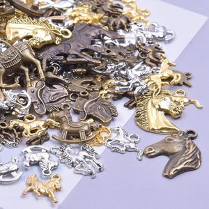 Charms 30/50pcs Mix Horse Bronze Pendants Lucky Pony For Goth Necklaces Bulk Jewelry Making DIY Handmade Craft