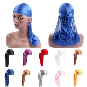 Berets moda męska satynowa durarag bandanna turban peruki mężczyzn Sily Durag Headwear Pałą na głowę Pirate Hat Hair Akcesoria