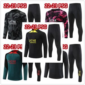 Survetement chandal PSGs mbappe tracksuits training suit soccer sets half zipper jacket kit 2022 2023 Messis top quality mens kids jogging child football pants