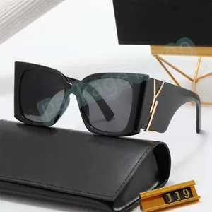 2023 óculos de sol de luxo designer de marca de óculos de sol 119 para marcas pretas óculos femininos proteção uv moda óculos de sol carta óculos casuais com caixa muito bom