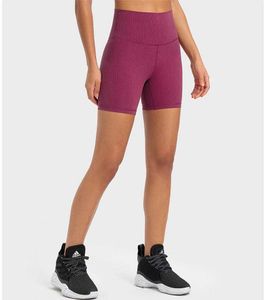 LU-364 Rippe, hautfreundlich, nackte Kunststoff-Taille, Yoga-Outfits, Hosen, hohe Taille, schlank, Radfahren, Outdoor, Align, Sport, Golf, Tennis, Shorts, Damen, Fitnessstudio, Kleidung