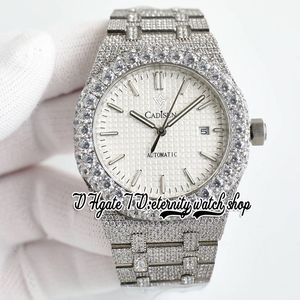 BZF sf15400 Japan M8215 Automatic Mens Watch Iced Out Big Diamond Bezel White Texture Dial Stick Markers Stainless Steel Diamonds Bracelet eternity Jewelry Watches