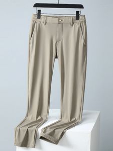 Damenhosen, Sommer, atmungsaktiv, lässig, für Männer, gestrecktes Nylon, Seide, kühlende, schlanke Chinos, männliche Business-gerade lange Hosen 230321