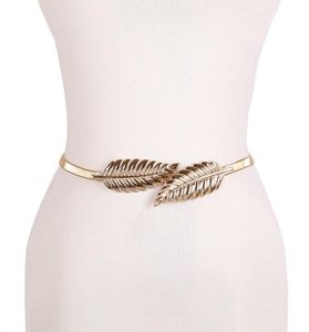 Cinture Oro Argenteo Forma di Foglia Designer di Nozze Elastico per Le Donne Ragazza Stretch Cintura in Vita Skinny Fascia in Metallo Femminile3277062
