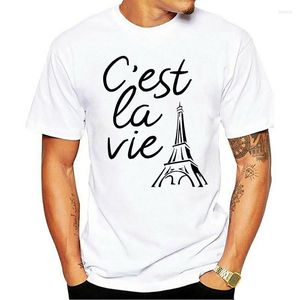 Magliette da uomo Cest La Vie Frase francese T-shirt Torre Eiffel di buona qualità Comode magliette morbide Ragazze Marca Casual Cotone