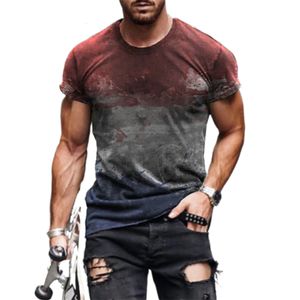 メンズTシャツ夏の楽しいメンズTシャツユニークなクリエイティブデザイントリコロールミックス染料3D印刷クルーネック半袖トップストリートスタイルプラスサイズ230321