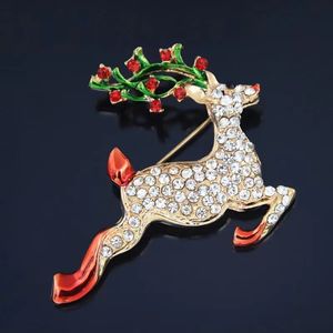 Nya julbroscher för kvinnor Rhinestone Christmas Elk Deer Brosch Små söta broscher Girls God julsmycken