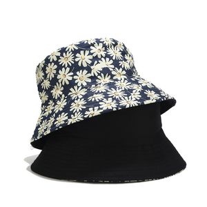 Unisex kwiatowy druk kubełko Słońce Summer Trendy Podwójne czapki Składane wypoczynek Fisherman Cap HCS232