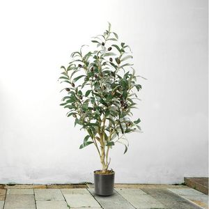 Decorative Flowers 80cm Olive Tree Artificial Plastic Plant Simulation Small Bonsai Fake Green Potted For Home El Pography Greening Decor