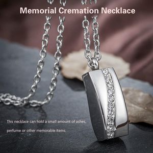 Pendant Necklaces Stainless Steel Crystal Necklace Memorial Cremation Ashes Urn Locket Bone Ash Jewelry Women Colgante De Collar