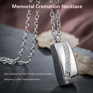 Anhänger Halsketten Edelstahl Kristall Halskette Memorial Feuerbestattung Asche Urne Medaillon Knochen Asche Schmuck Frauen Colgante De Kragen