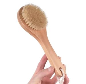 500pcs Wooden Bath Brushes With Handle Dry Bath Body Brush Anti-slip Short Wooden Handle Natural Bristles Shower Massager Bathroom Brush Shower Room Clean Tools