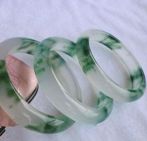 Bangle ! Woman's Jewlry Natural Green Jade Floating Flower Bracelet Inner 56mm-62mm