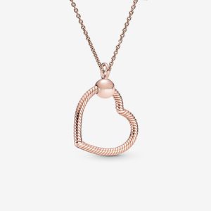 Pandora için 18 K Rose Gold Aşk Kalp Charm Kolye 925 Ayar Gümüş Düğün tasarımcısı Takı Kadınlar Için Kız Arkadaşı Hediye Orijinal Kutusu ile Bağlantı Kolyeler