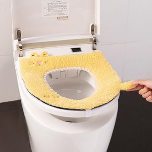 Toilet Seat Covers Kawaii Thick Warm Cover Mat Bathroom Pad Cushion With Handle Soft Washable Closestool Warmer Accessories