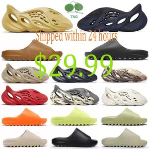 Shipped within 24 hours Designer Slide Slippers Sandals foam runner Men Women Slides Sneakers Onyx Ochre Bone Glow Green Pure Desert Sand Mens Outdoor Trainers