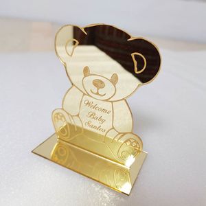 Other Event Party Supplies 10pcs Personalized Teddy Bear Engraved Name Date Baby Shower Custom Princess Birthday Party Decors DIY Confetti Gifts with base 230321