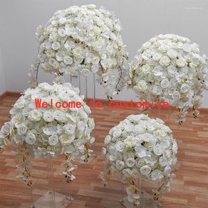 Dekorativa blommor Custom-Made Large Artificial Flower Wedding Table Center Decoration Geometric Shelf Stage Display