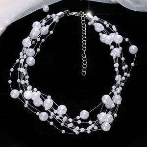 Kedjor Choker Pendant Necklace For Woman Wedding Party Jewelry Artificial Pearl Female Short Wire Chain Halsband Schmuck